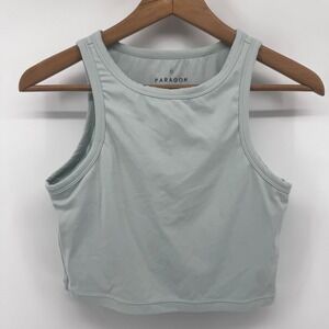 Paragon RecStretch High Neck Cropped Tank Top Sage Green Large Womens Activewear
